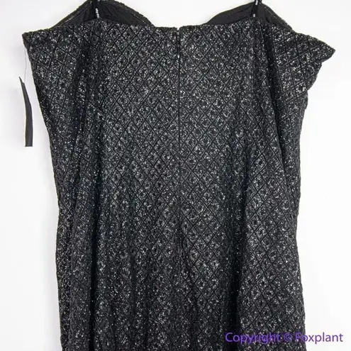 City Chic NEW Luxe Maxi estravaganza tinkerbell black shimmering dress slit, L