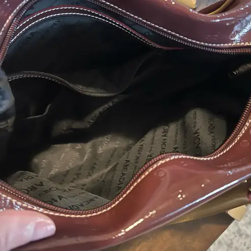 Arcadia Burgundy and Tan Satchel Set Brown