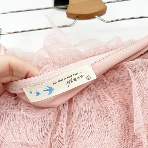 Her Entire Name Says Grace Balletcore Ballerina Tulle Off Shoulder Bodysuit L Pink Size L