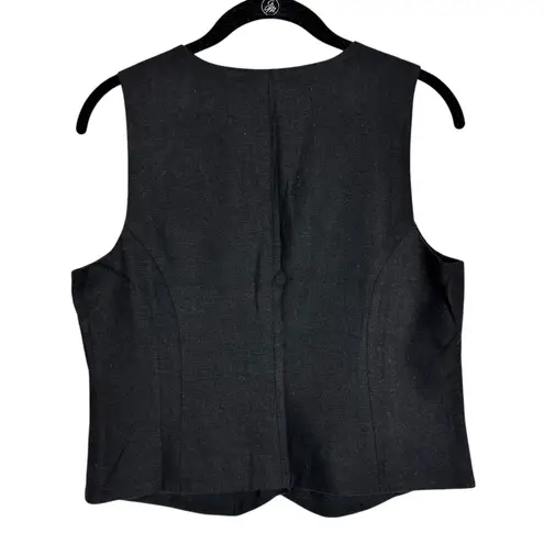 J CREW Button Front Linen Blend Vest Black Size 6 NWT Preppy Academia