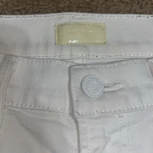 Mother Pony Boy Fray Cuffed Straight Leg Jeans Stayin’ Alive White 27