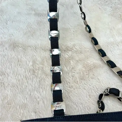 Salvatore Ferragamo Black Canvas Chain Link Shoulder Bag