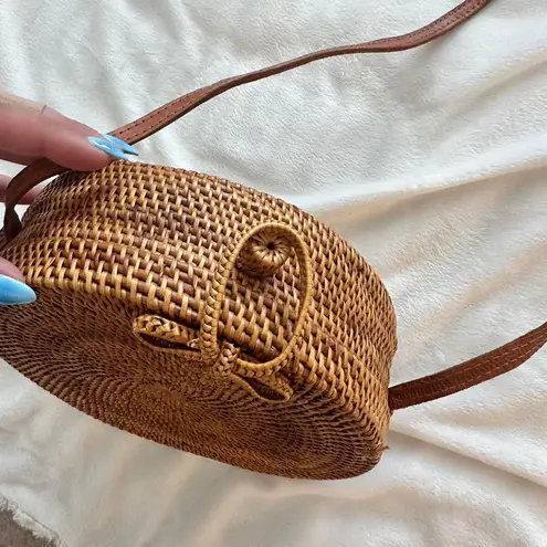 Brown Boho Round Rattan Bag