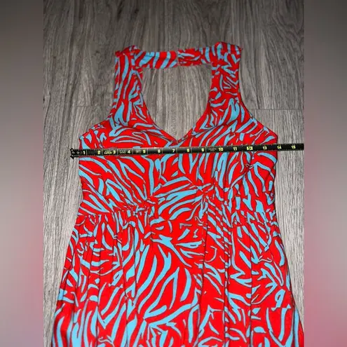 Japna Blue and Red Tiger-Like Print Dress