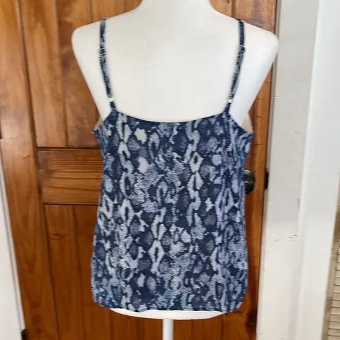 Lavender Brown  Blue White Snake V Neck Silk Rayon Medium Lined Tank Top