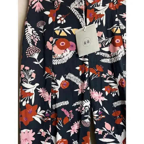 Carolina K Alicia Floral High Waisted Gaucho Pants NWT Sz. S Black