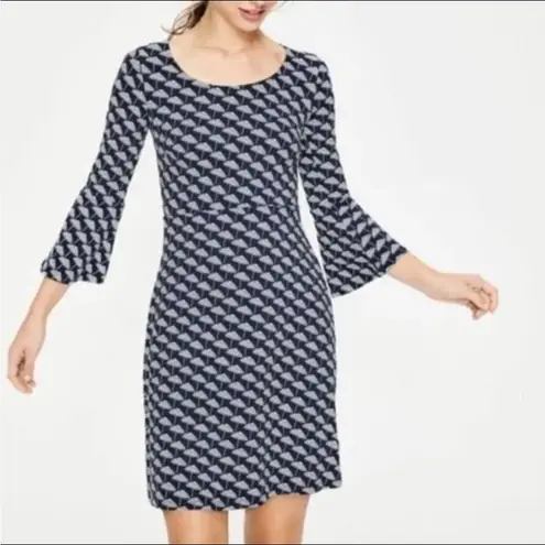 Boden Miriam Jersey Tunic Dress in Navy Parasol Size 12 Umbrella Print Blue