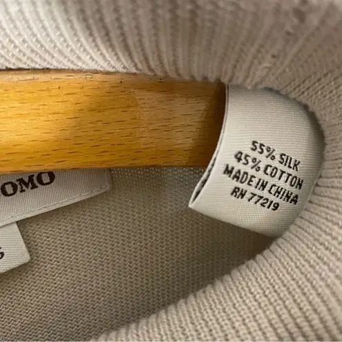 Pronto Uomo Silk Blend Beige Mock Neck with Cinched Waist/Hem Sweater Size L Size L