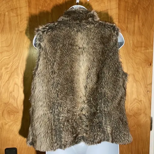 Vintage Havana Brown & Tan Faux Fur Vest Size Small