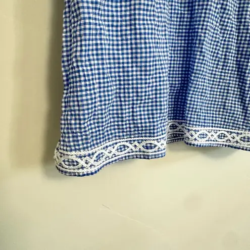 J. McLaughlin Rhett Blue Gingham Dress Size L – Embroidered Cotton Summer Tunic