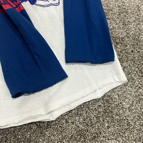 5th & Ocean Kansas Jayhawks Women’s Glitter Bling Logo 3/4 Sleeve Raglan Raw Hem Sz Large