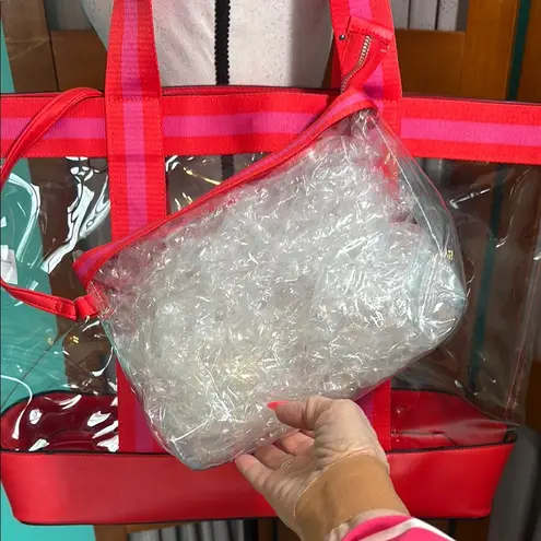Clear Tote Bag with Red Accents