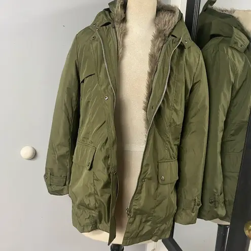 VINTAGE ZIP OUT FAUX FUR LINED MILITARY STYLE BARN JACKET chore fisherman scandi Gray Size M