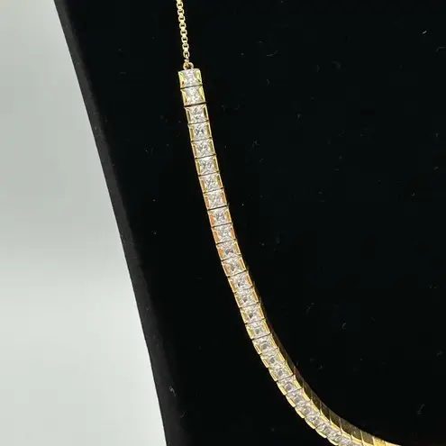 Henri Bendel Square Cut Princess Rhinestone Gold Tone Adjustable Necklace Choker