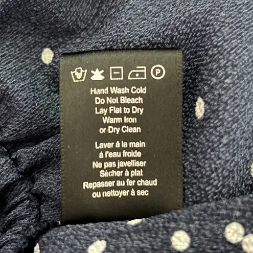 Heartloom Shirt Womens Large Blue White Polka Dot Peplum Blouse Career Casual