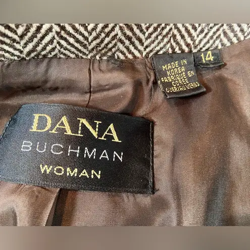 Dana Buchman Women Brown Herringbone Tweed Suit Jacket & Pants Wool size 14 & 16
