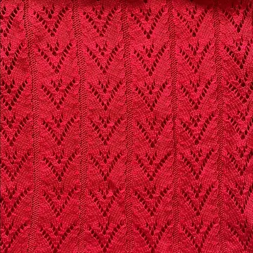 Open Knit Dolman Sleeve Cowl Turtleneck Sweater M Red Size M