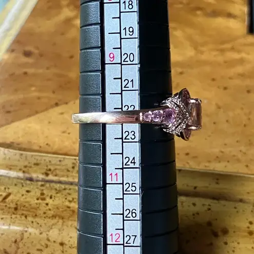 Natural Morganite Pink Sapphire Sterling Silver Ring Size 10