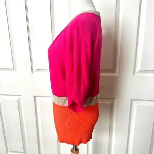Cable & Gauge pink and orange short sleeved sweater