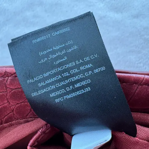 Bebe New  Michelle Mini Saddle Red Croc-Embossed Chain Shoulder Bag-New With Tags