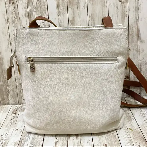 Vintage VALENTINA White Pebbled Leather Large Zip Tote Bag