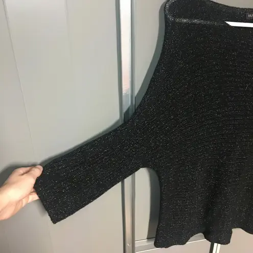 Eileen Fisher  Shimmery Black Merino Wool Blouse, XS