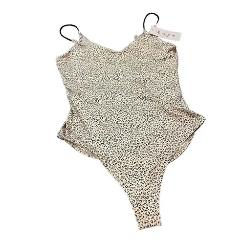 Gaze Leopard Cheetah Print Bodysuit Size S Tan