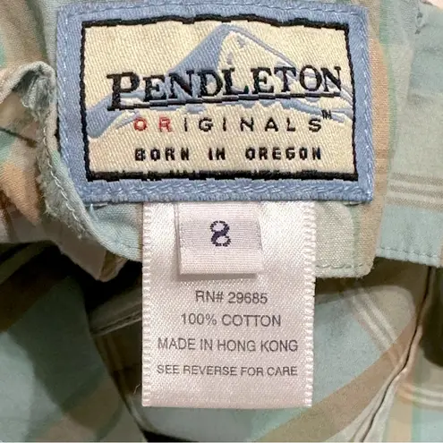 Pendleton Vintage Plaid Midi Pencil Skirt in Blue and Tan 8