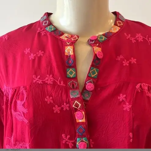 Johnny Was Santa Fe Leta Tunic in Cherries Jubilee Pink sz small