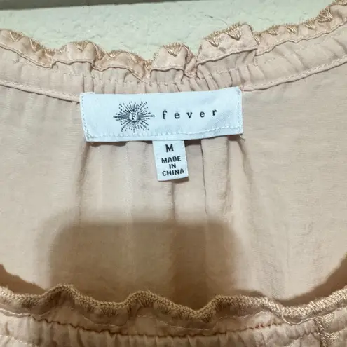 Fever Women's Peach Blouse Off shoulder Poet Feminine Romantic long sleeve sz M Pink Size M