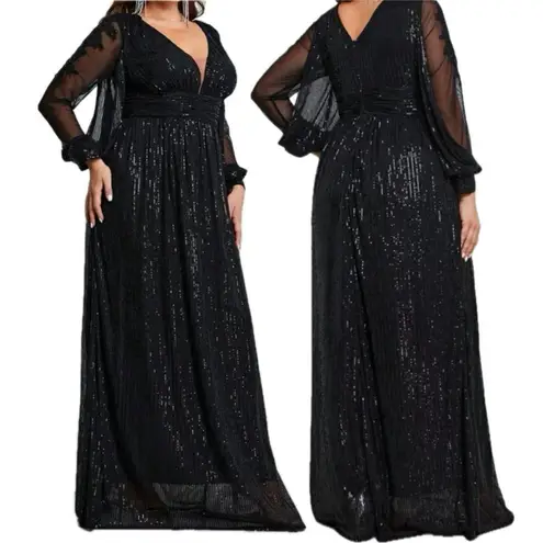 NWOT Sequined Formal Gown Black Size 16