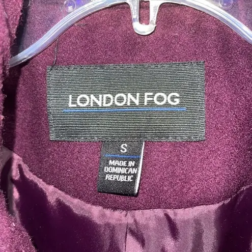 London Fog Wool Blend Peacoat Jacket Purple w/ Scarf Women’s Small