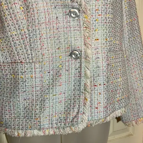 Chadwick's Vintage 1990s Cropped Boucle Fringed Blue Blazer 8P