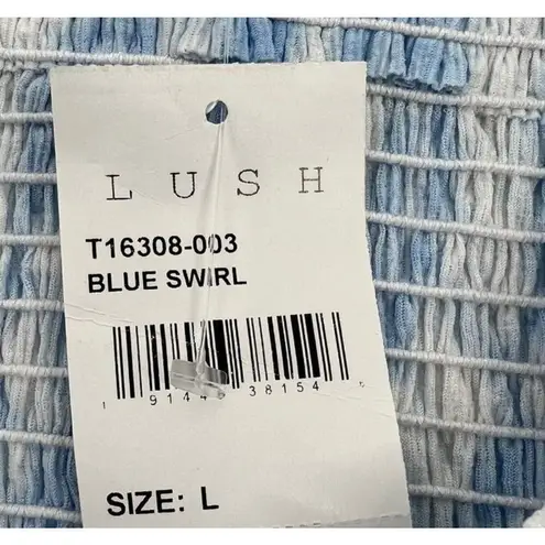 Lush Clothing NEW Lush Women's Size Large Blue Swirl Smocked Cropped Top