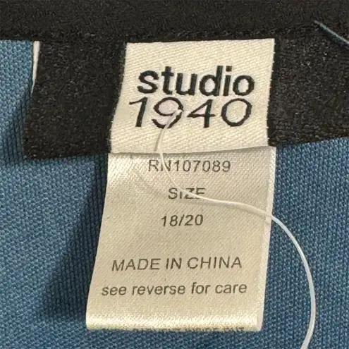 Studio 1940 NWOT Plus Size Tunic Blouse 18/20 Chiffon Floral Empire Waist Blue