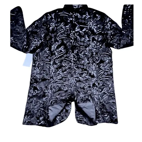 Roaman’s Roaman's Sequin Blazer Black Floral Statement Party Glam Plus Size 18W