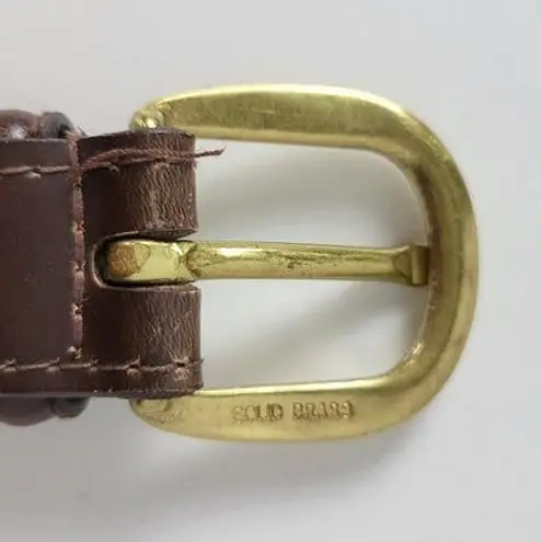 Mens Genuine Leather Belt 34 Brown Basket Weave Braided Solid Brass Buckle