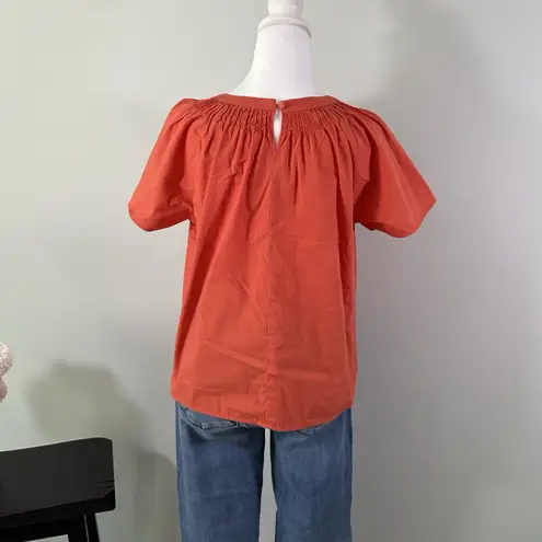 Daniel Cremieux Cremieux Women's Orange Pintuck Blouse XS Short Sleeve