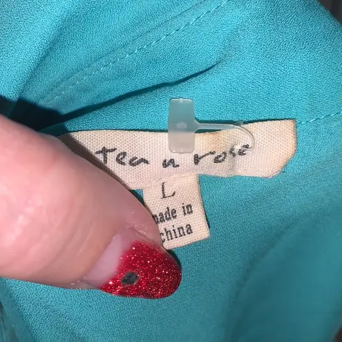 Tea N Rose blue lightweight button Down asymmetrical dress