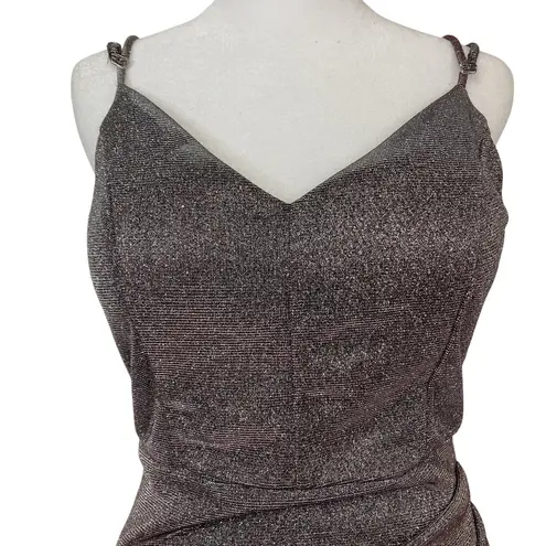 Honey and Rosie Dress Size Medium Asymmetrical Silver Pink Metallic Shimmer