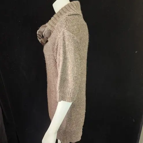 Design History Brown Short Sleeve Cowl Neck Sweater (M)