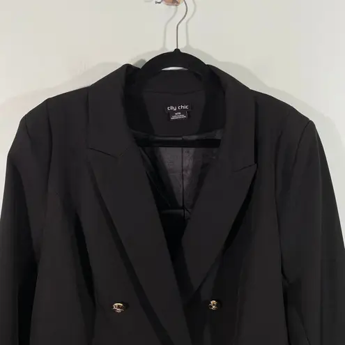 City Chic Women's Black Structured Double Breasted Blazer Size M/18