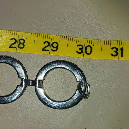 Circle Link Chain Belt Versatile Adjustable Hook Closure Vintage Silver Tone Size 30