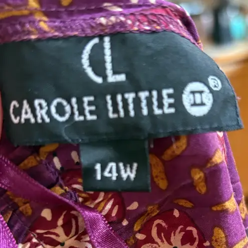 Vintage 90s Carole Little Silk Boho Patchwork Skirt 14W Purple