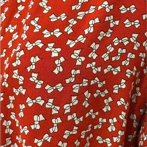 Faithfull the Brand Hosk Top Long Sleeve Pin Up Bow Red Size 4 Coquette Preppy