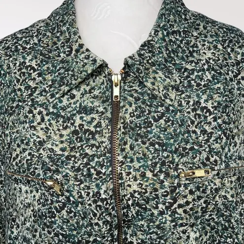 Kathie Lee Woman Zip Front Jacket Green Black Speckled 14W 16W