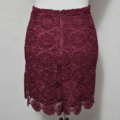 Soulmates Maroon Scalloped Lace Mini Skirt Size 11