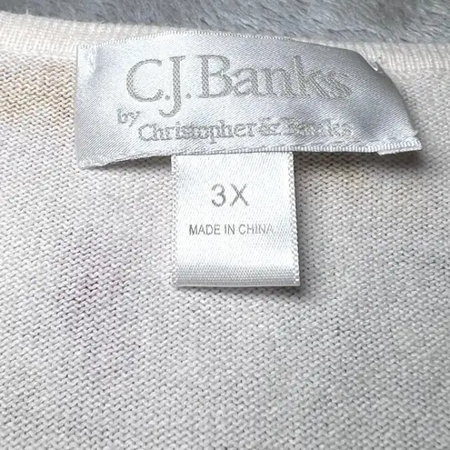 CJ Banks Fall Foliage Print Button Front Cardigan Sweater Womens 3X Autumn Leaf Tan