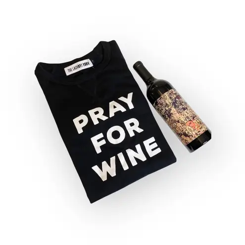 The Laundry Room new ☻︎ Pray For Wine Oversize Super Softest Sweatshirt ☻︎ Black