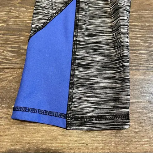 RBX Black & Gray Heathered Workout Leggings w/ Blue Panels Size L Size L